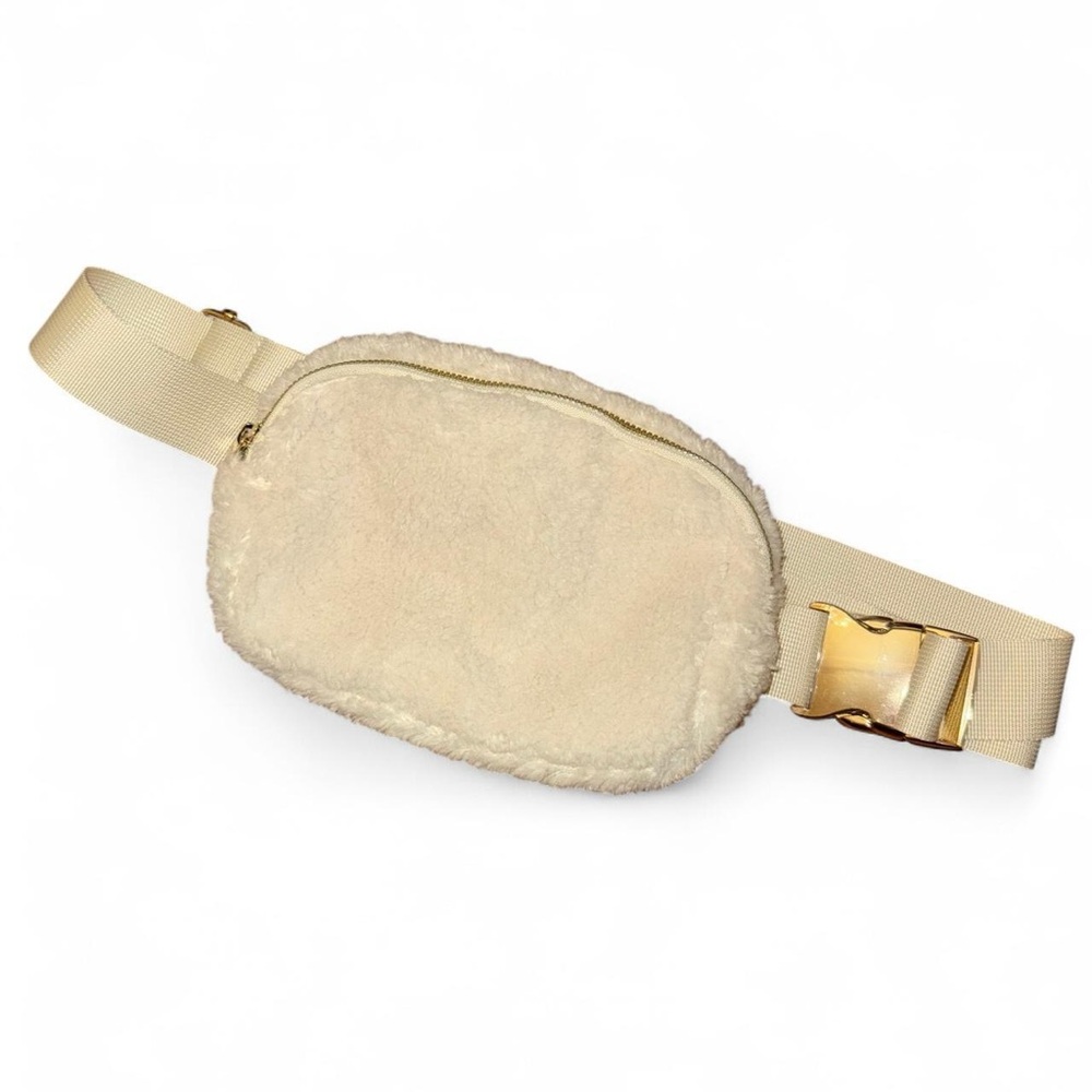Cream Fleece Belt Bag